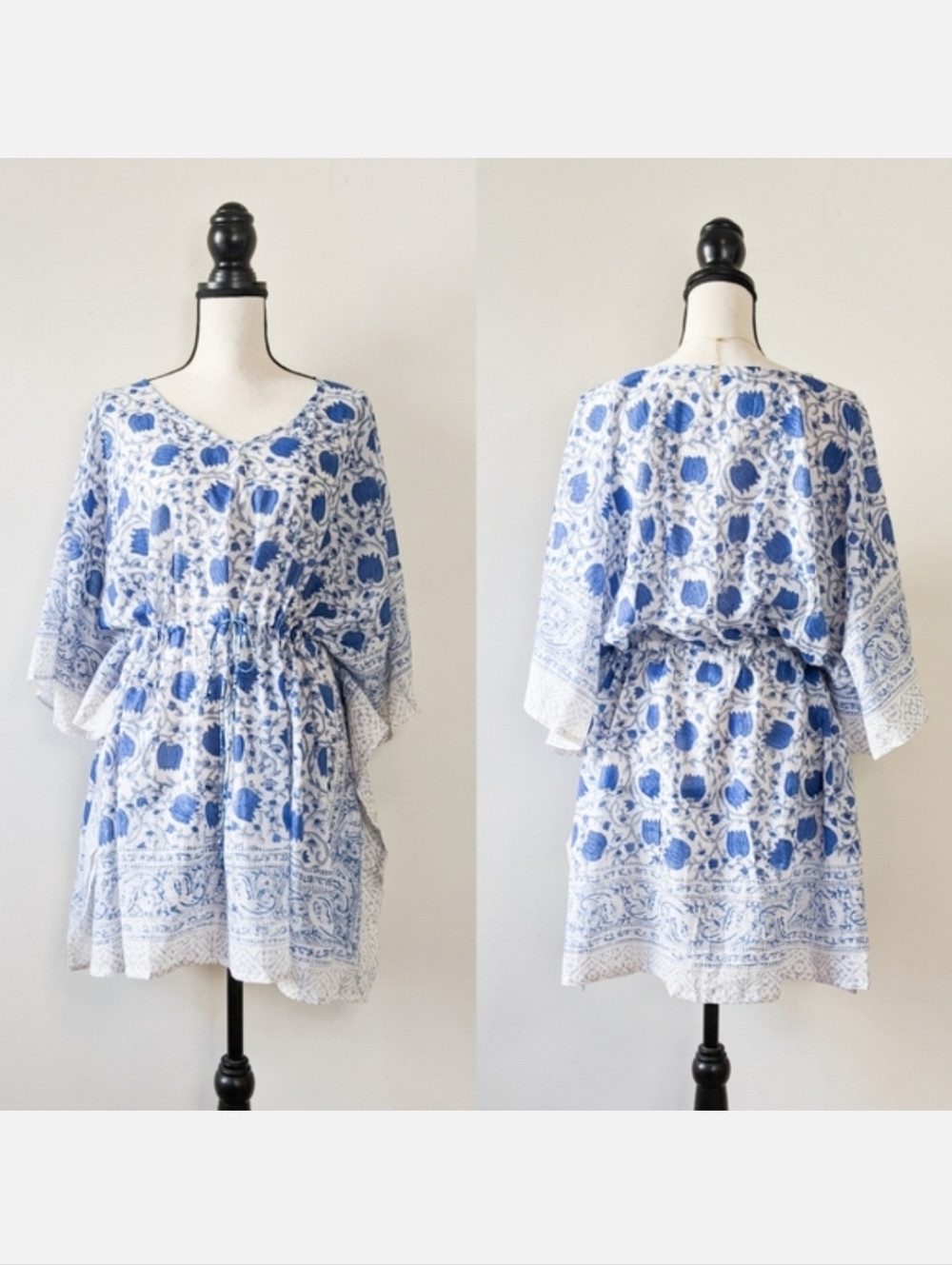 NWT Sevya Handmade Blue Floral Kaftan